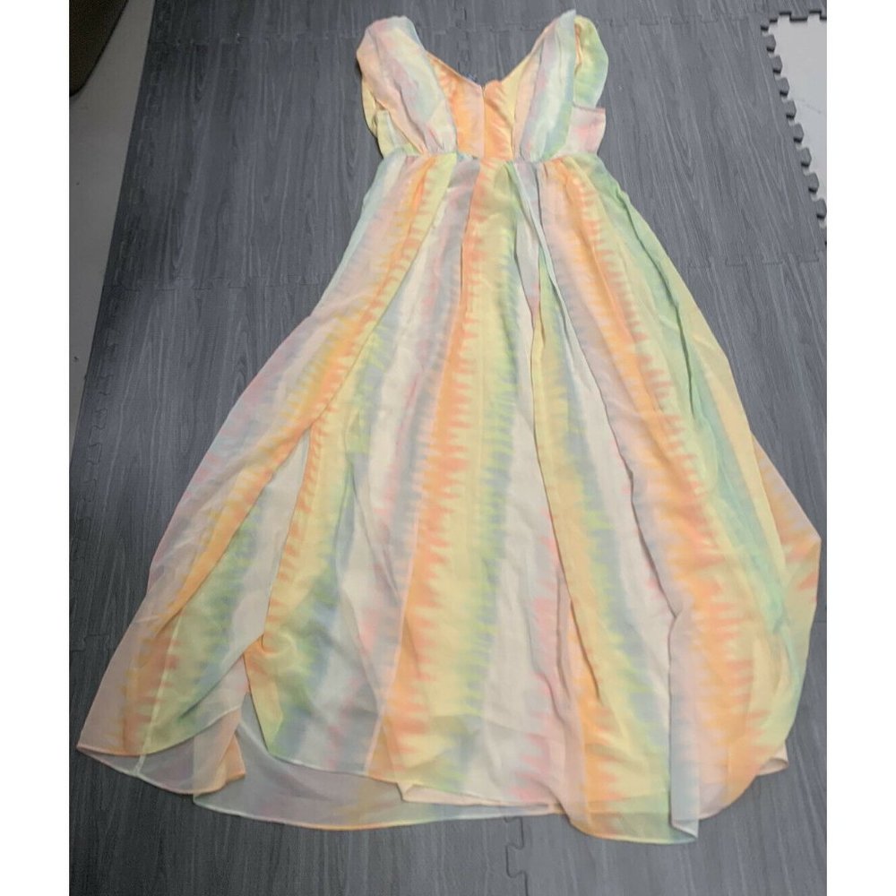NEW Athropologie LIE LIL maxi printed tie dye chiffon dress!